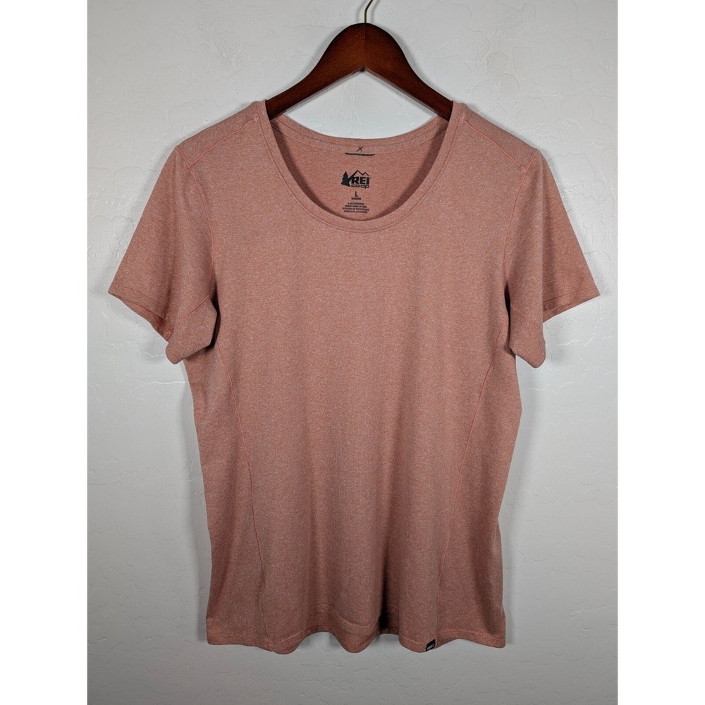 REI CO-OP T-Shirt Women Large Top Light Orange Short Sleeve Activewear Stretch